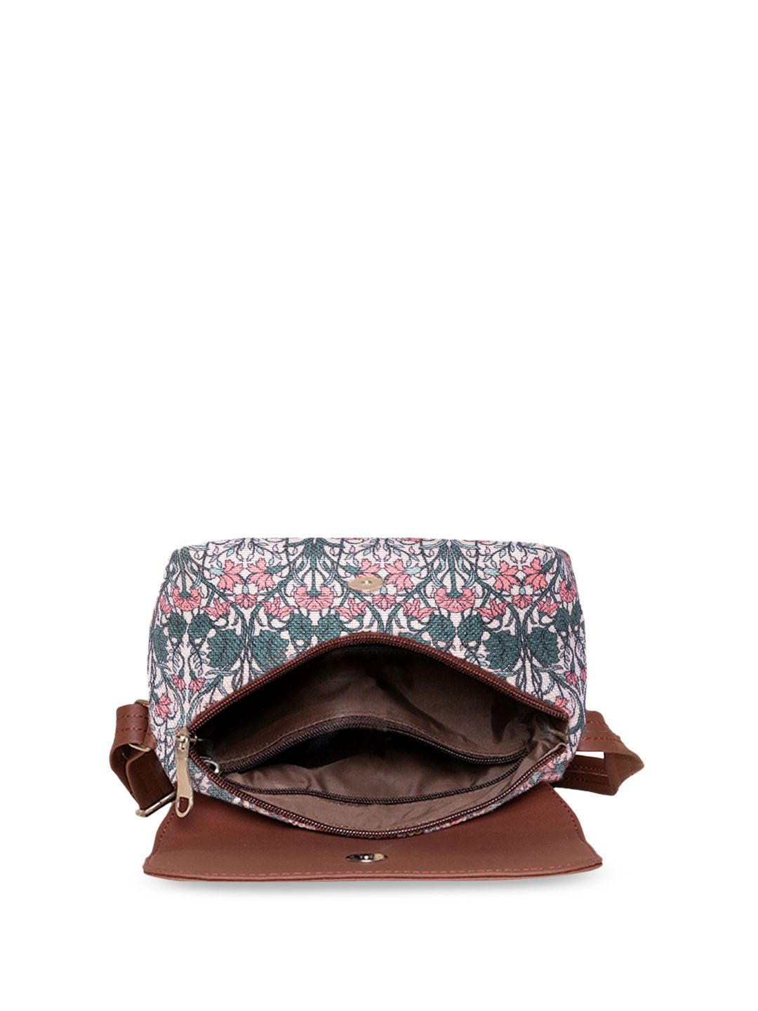 ZOUK Floral Printed Structured Vegan Leather Sling Bag