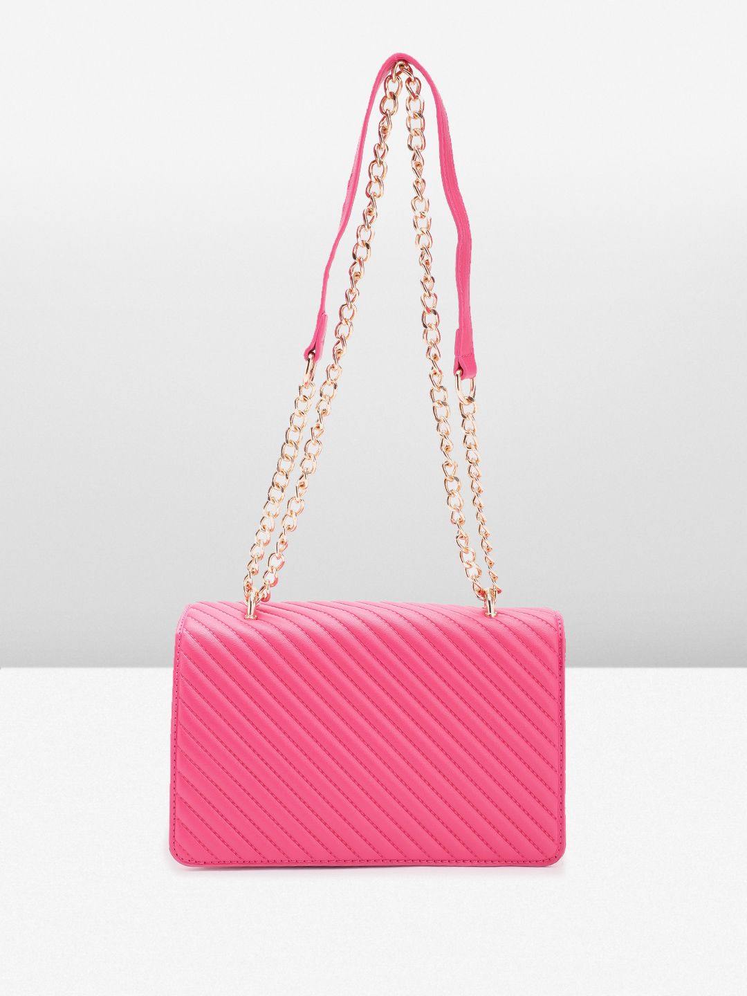 Lino Perros Women Striped Structured Sling Bag with Quilted Detail