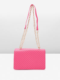 Lino Perros Women Striped Structured Sling Bag with Quilted Detail