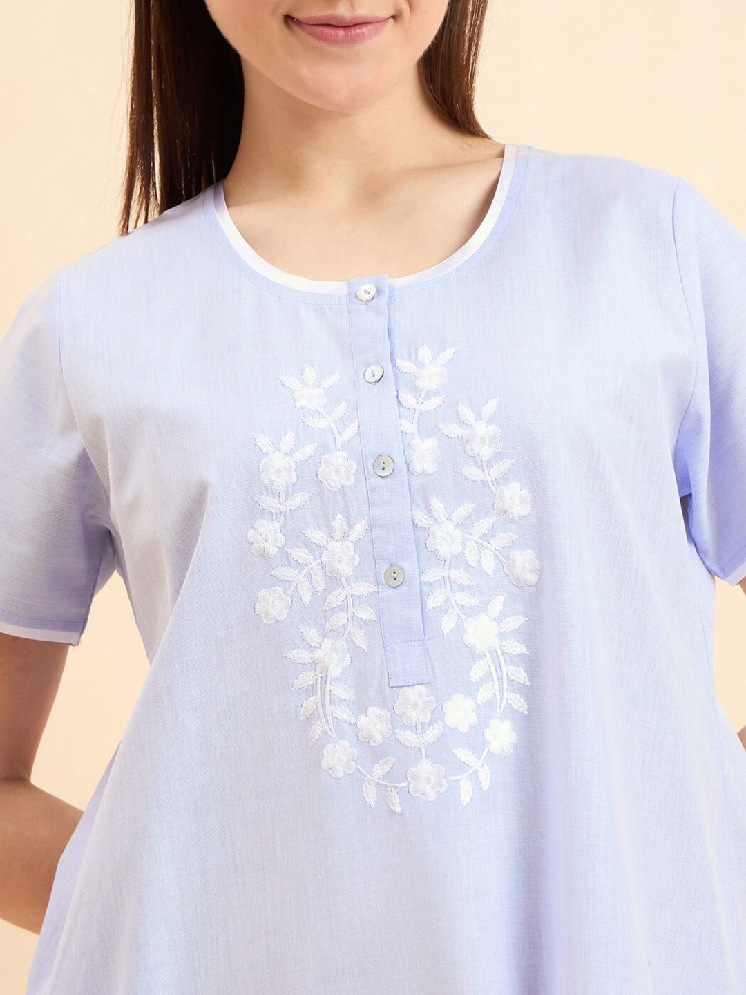 Sweet Dreams Blue Printed Maxi Nightdress