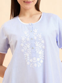 Sweet Dreams Blue Printed Maxi Nightdress
