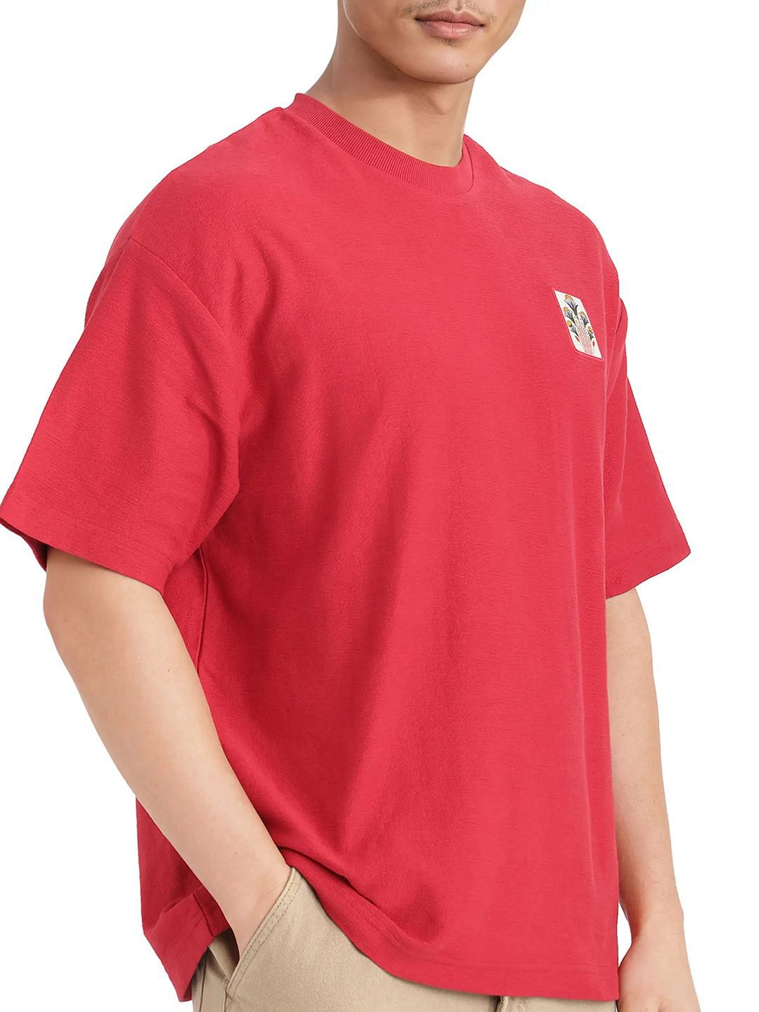 RARE RABBIT Men Graphic Printed Round Neck Cotton Oversized T-shirt