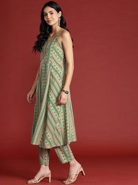 Anouk Printed Pure Cotton A-Line Kurta with Trousers