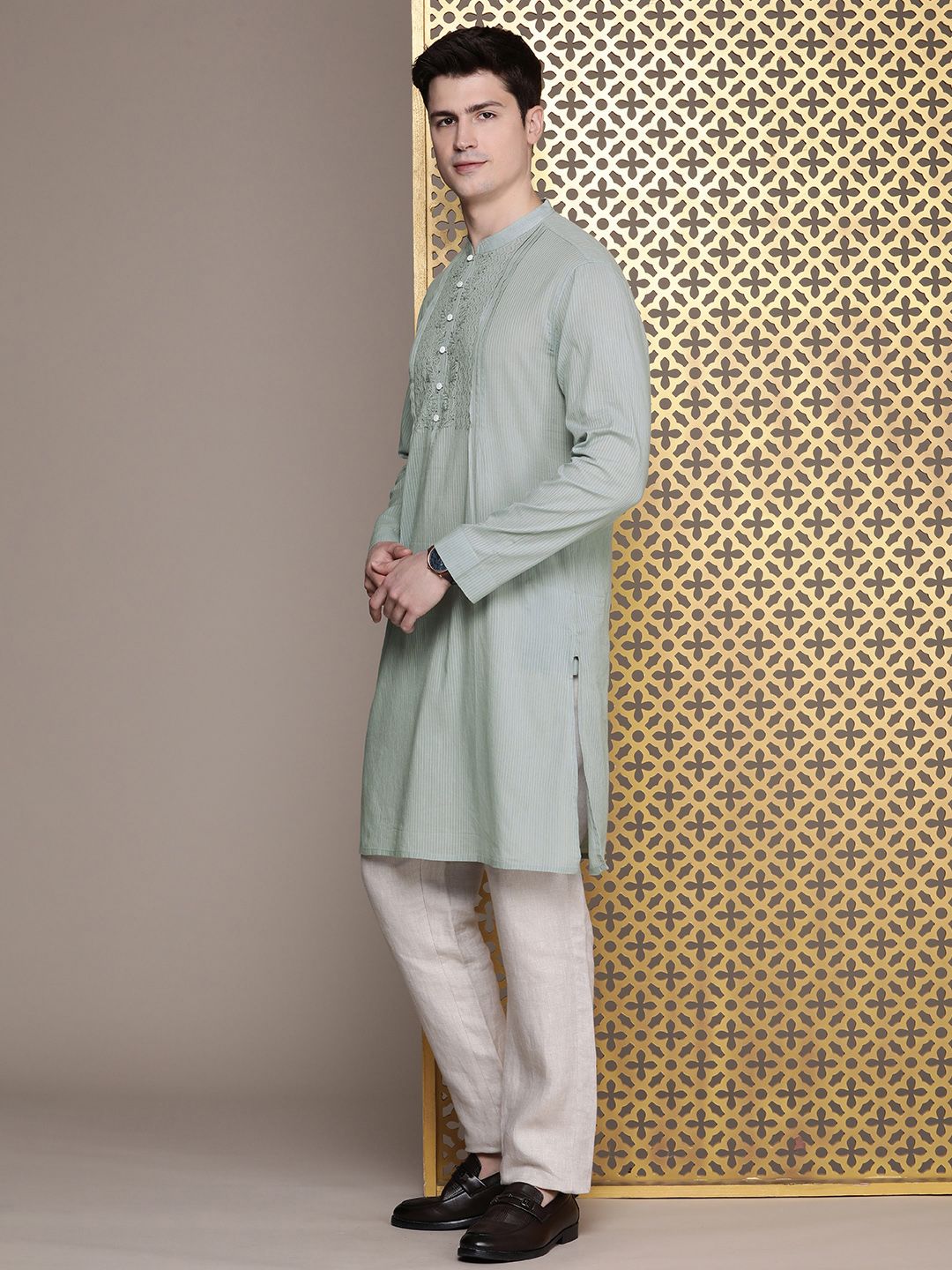 House of Pataudi Pure Cotton Chikankari Embroidered Jashn Kurta