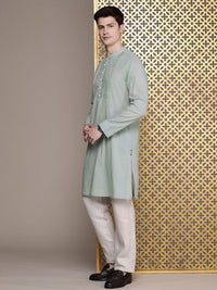 House of Pataudi Pure Cotton Chikankari Embroidered Jashn Kurta