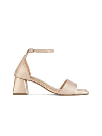 Lino Perros Women Gold Leather Block Heel Sandals