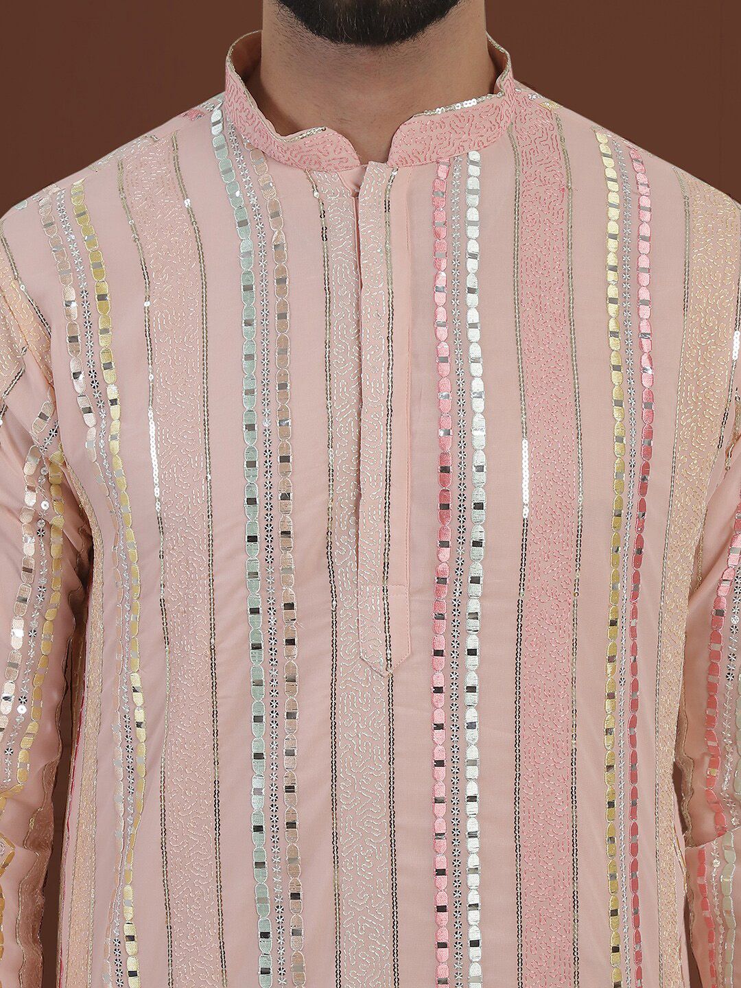 SOJANYA LUXE Kurta Georgette Tulen Berhias Berjalur