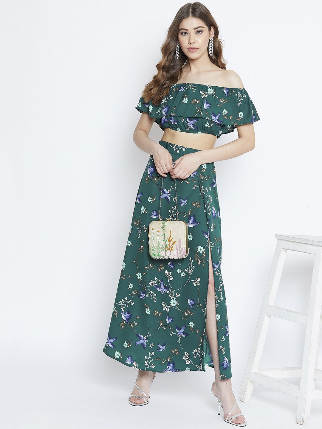 Berrylush Women Green Floral Printed Co-ordinate Set