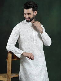 SOJANYA LUXE Tenunan Design sulaman Kolar Mandarin Benang Kerja Kapas Kurta Sutera