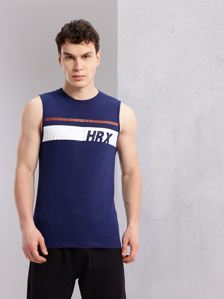 HRX by Hrithik Roshan Men Brand Logo Striped T-shirt
