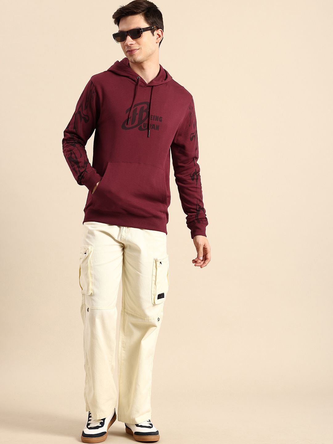Being Human Pure Cotton Brad Logo Printed Hooded Sweatshirt