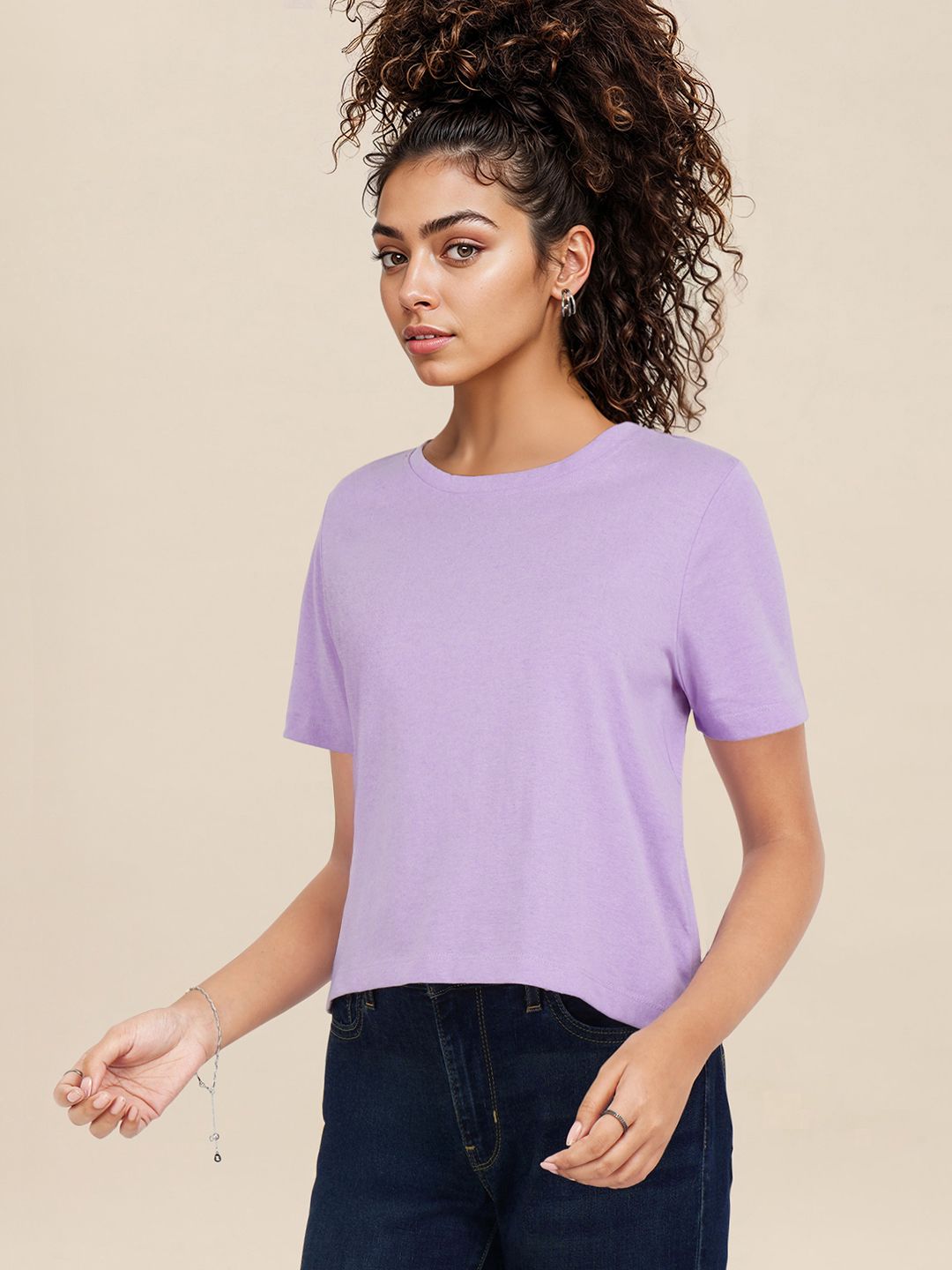 DressBerry Solid Round Neck Casual T-shirt