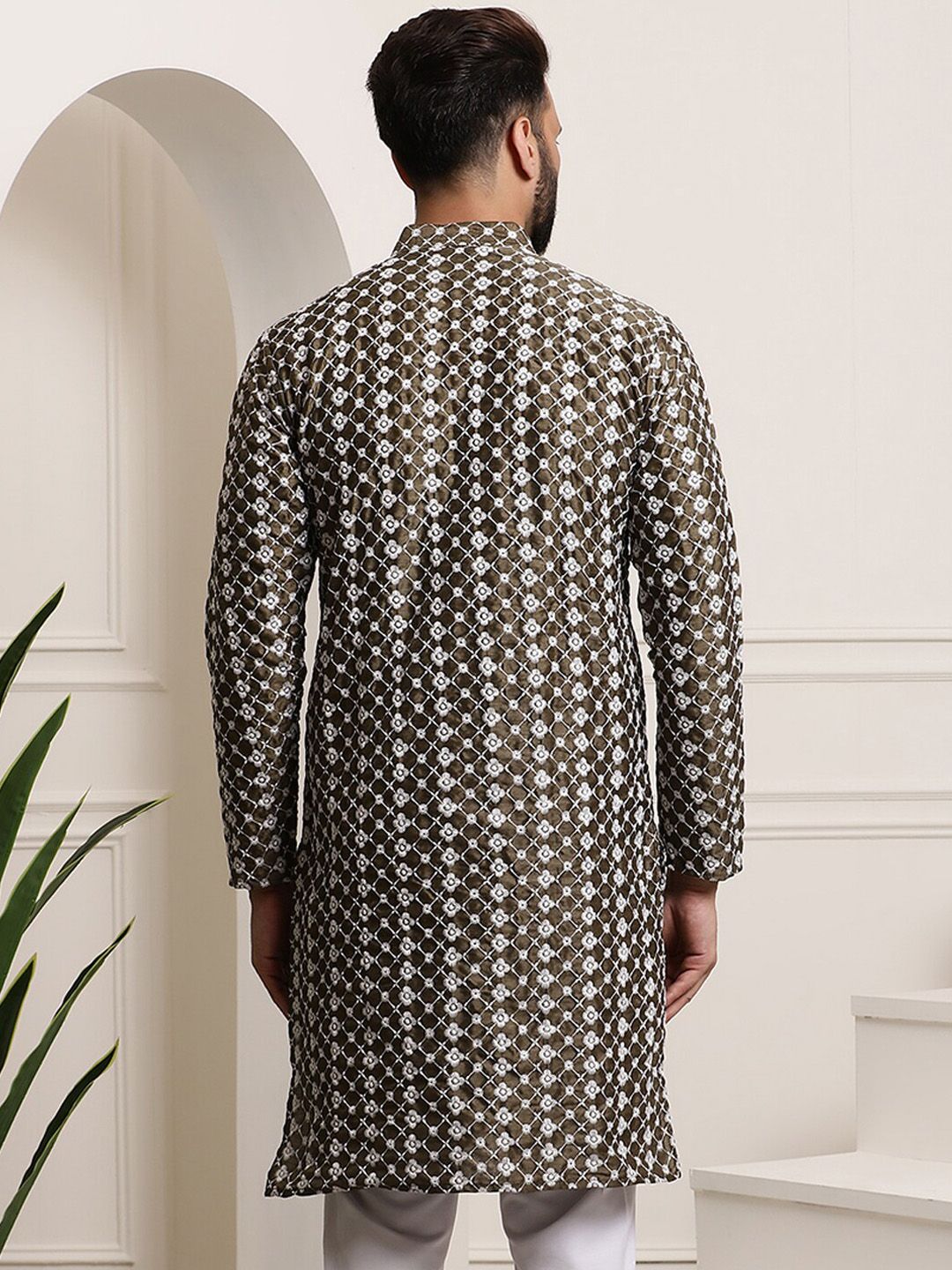 SOJANYA Kurta Cotton Sutera Lurus Sulam Bunga