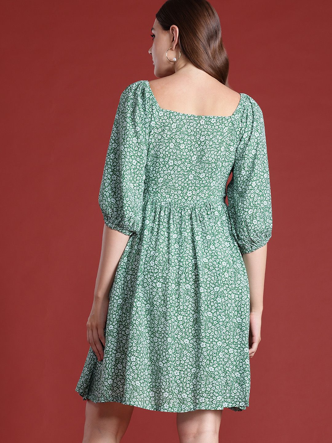 all about you Floral Print Sweetheart Neck Empire Dress