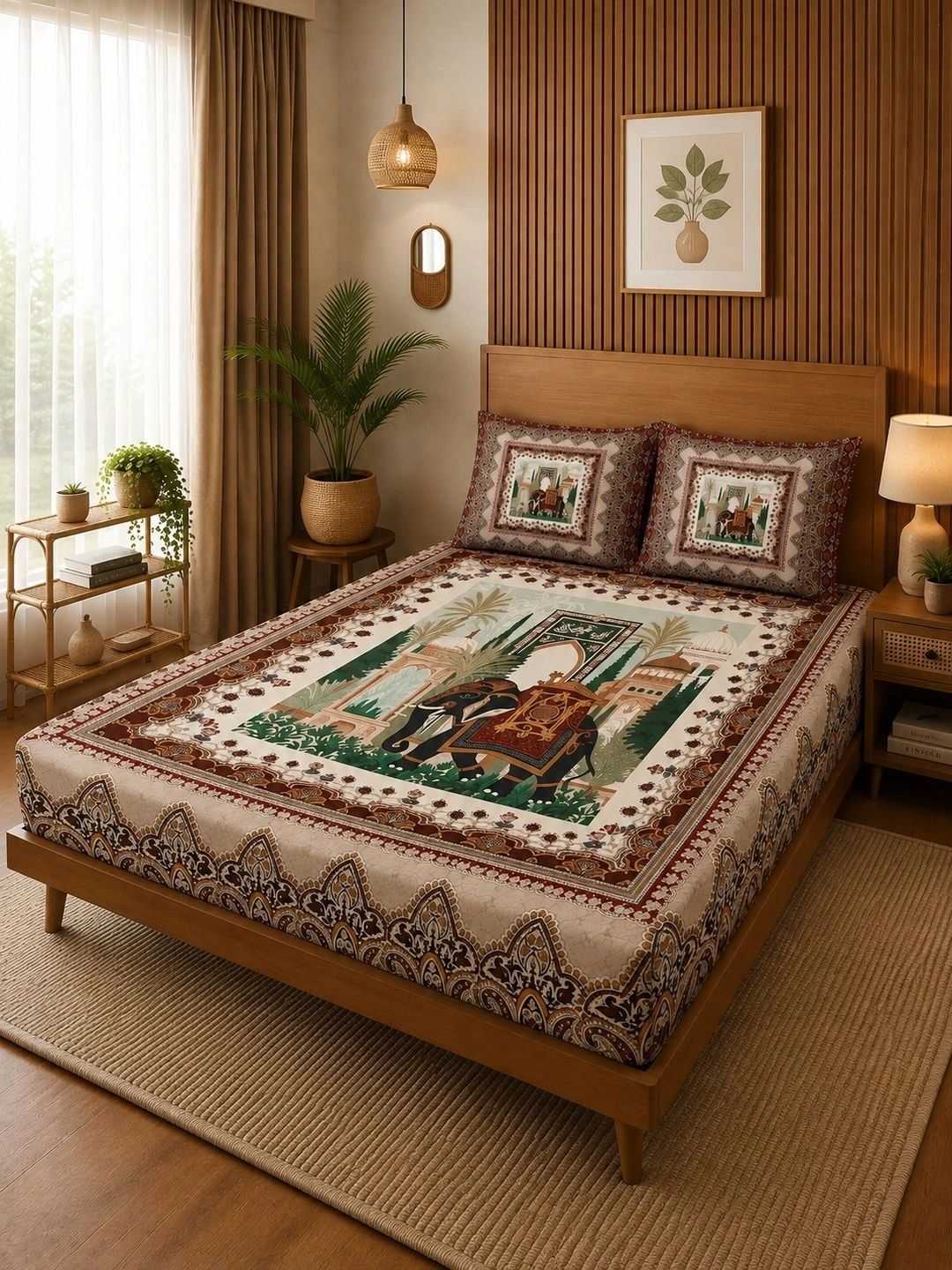 Moda Rapido X KLOTTHE Motif Etnik Berbilang Warna 400 TC Cadar King dengan 2 Sarung Bantal