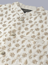 SOJANYA Embroidered Mandarin Collar Kurta with Pyjamas & Nahru Jacket