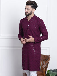 SOJANYA Embellished Mandarin Collar Pure Cotton Kurta