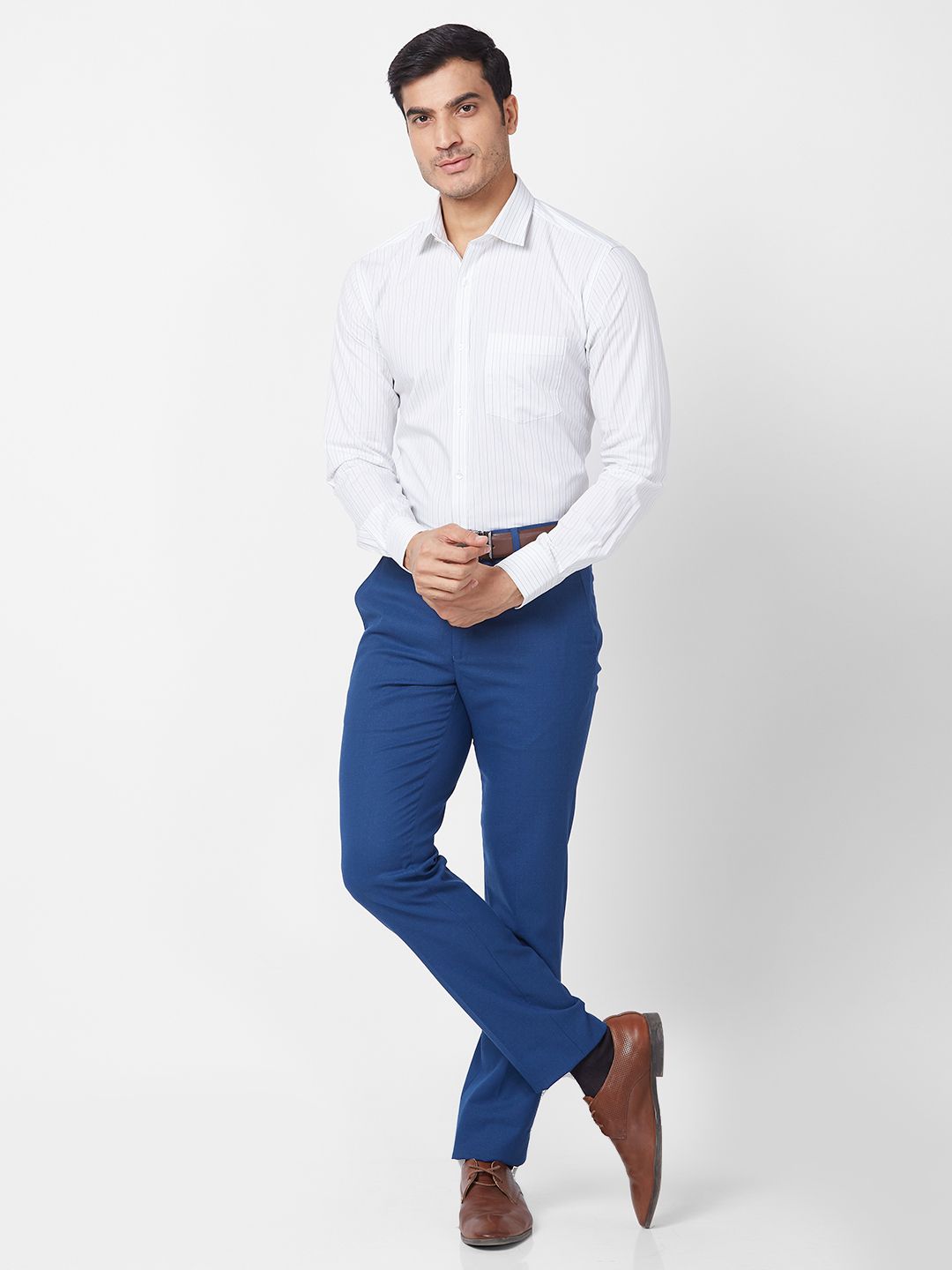 Park Avenue Men Textured Super Slim Fit Formal Trousers