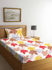 KLOTTHE Set Of 2 Printed 300 TC Single Bedsheet with 2 Pillow Covers