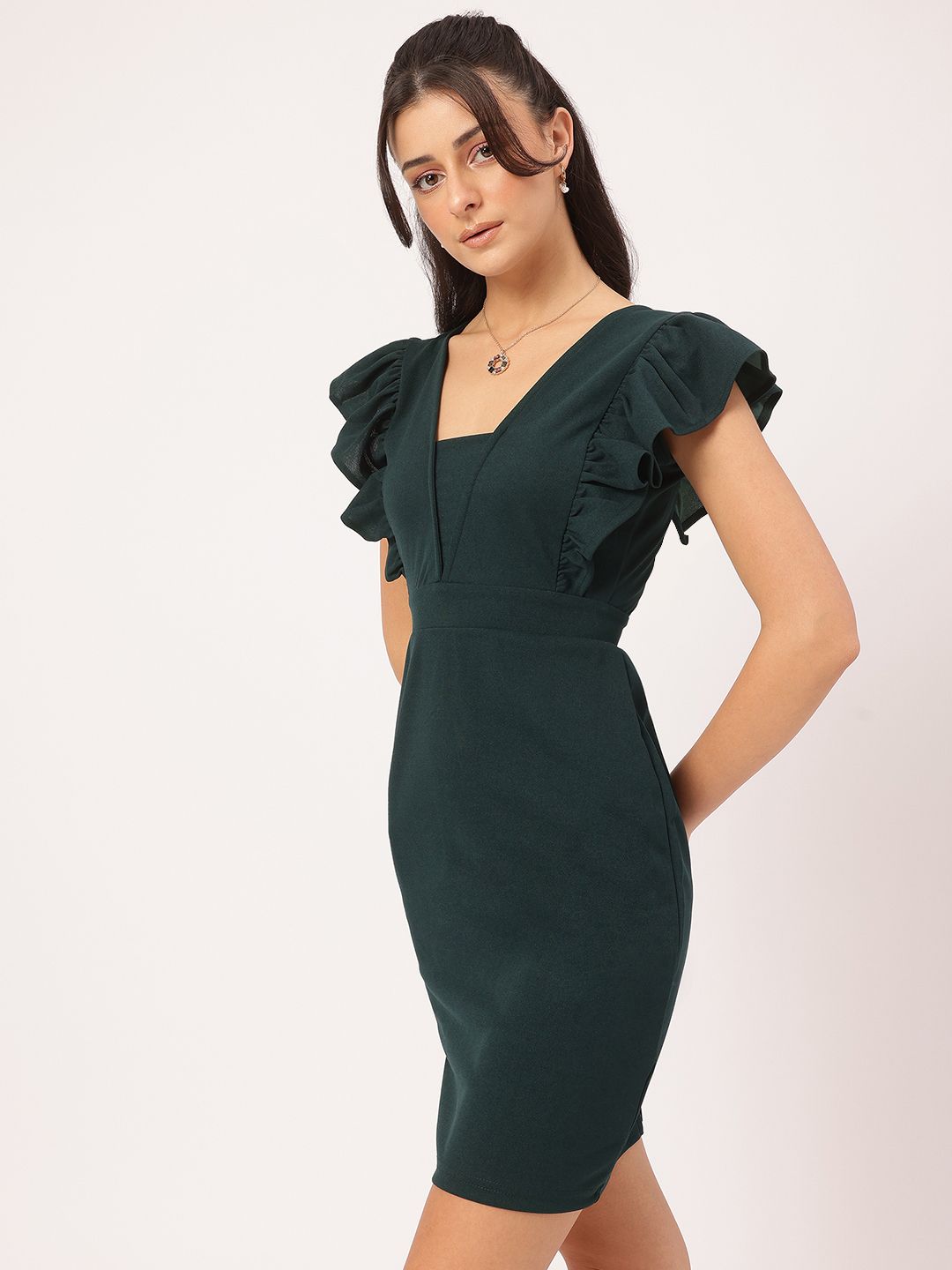 DressBerry Princess-Style Flutter Sleeves Sheath Mini Dress