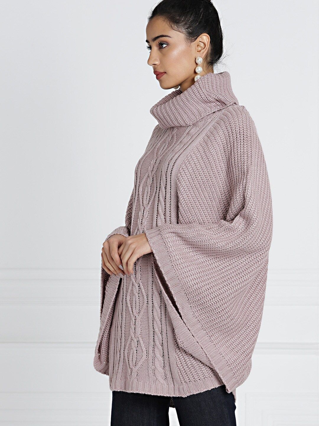 all about you Women Lavender Cable Knit Poncho