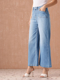 all about you Women Wide Leg High-Rise Heavy Fade Stretchable Jeans
