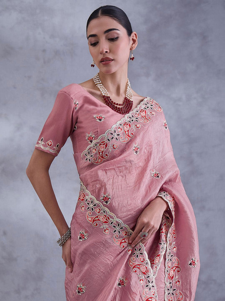 Saree mall Embellished Sequinned Tissue Heavy Work Sarees