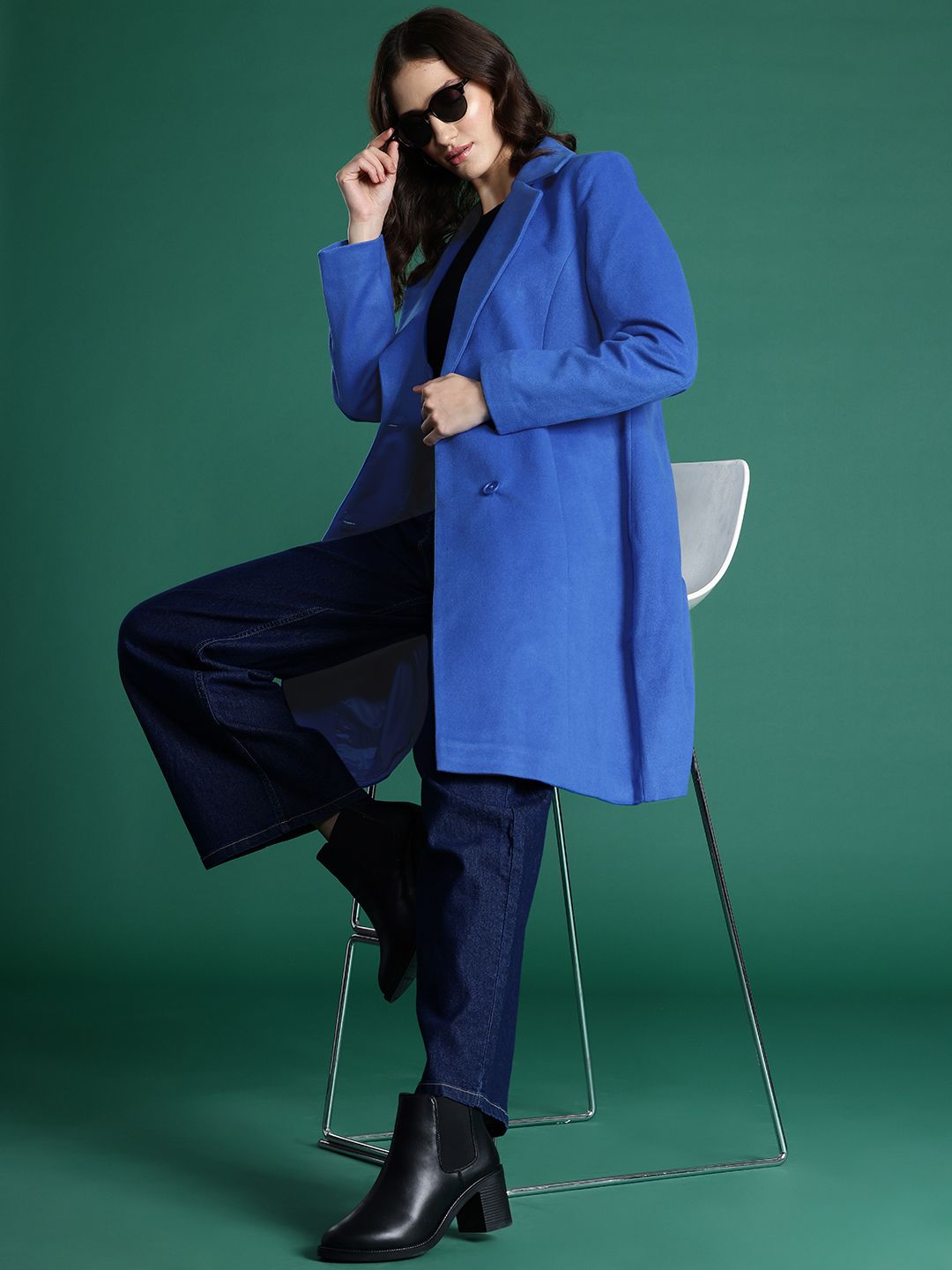 DressBerry Notched Lapel Collar Longline Overcoat