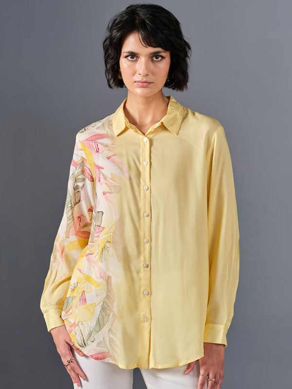 AND Shirt Collar Long Sleeves Floral Printed Shirt