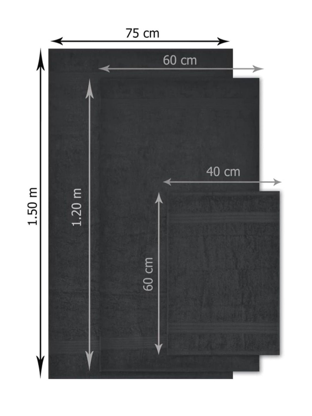 BOMBAY DYEING Charcoal 4 Pieces Pure Cotton 450 GSM Towel Set