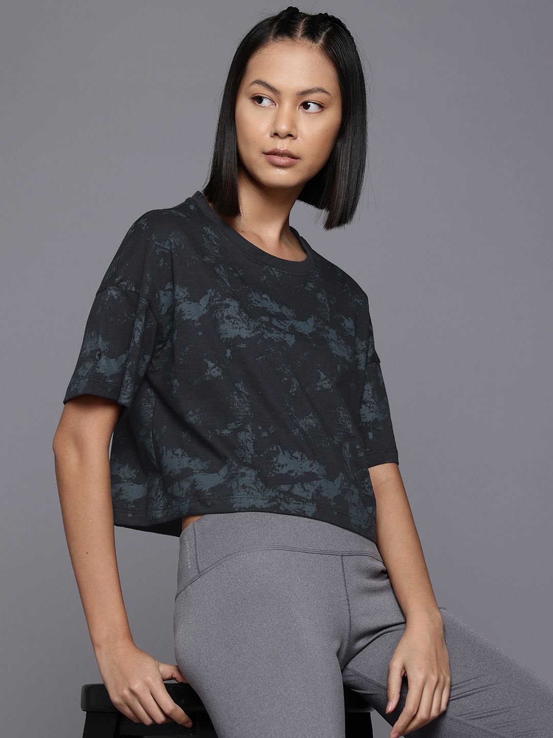 HRX by Hrithik Roshan Abstract Printed Yoga T-shirt