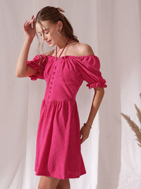 STREET 9 Off-Shoulder Puff Sleeve Schfilli Fit and Flared Dress