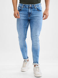 SPYKAR Men Slim Fit Low-Rise Clean Look Heavy Fade Stretchable Jeans