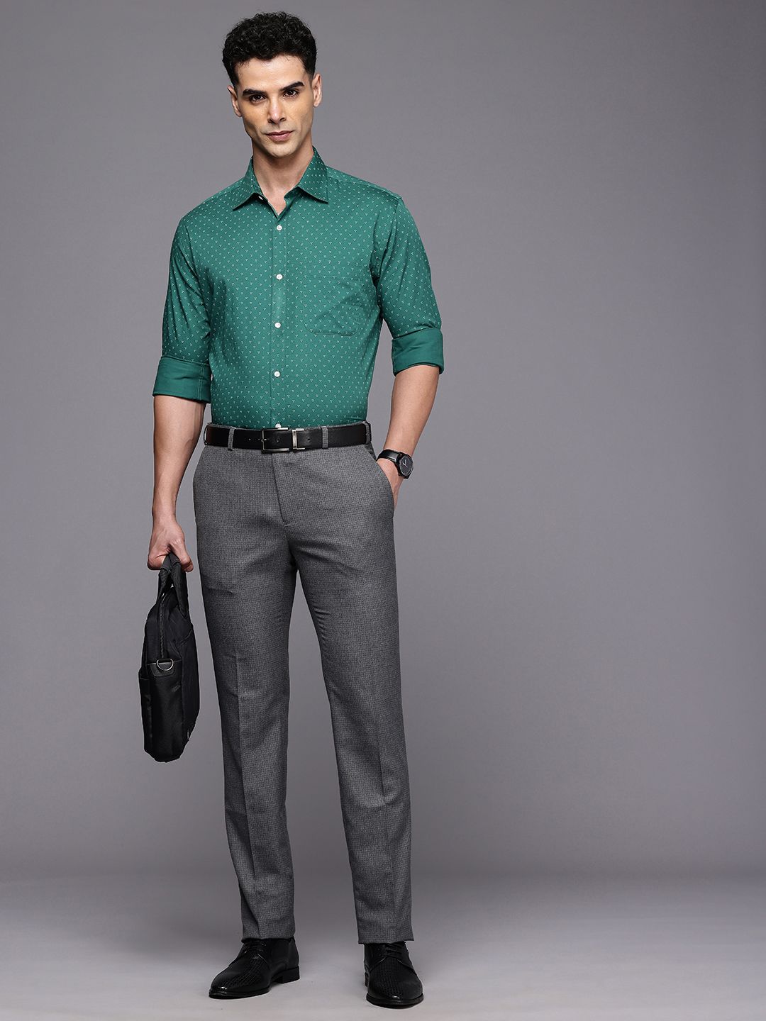 Raymond Pure Cotton Slim Fit Opaque Printed Formal Shirt