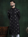 SOJANYA Ethnic Motifs Embroidered Mandarin Collar Sequinned Straight Kurta