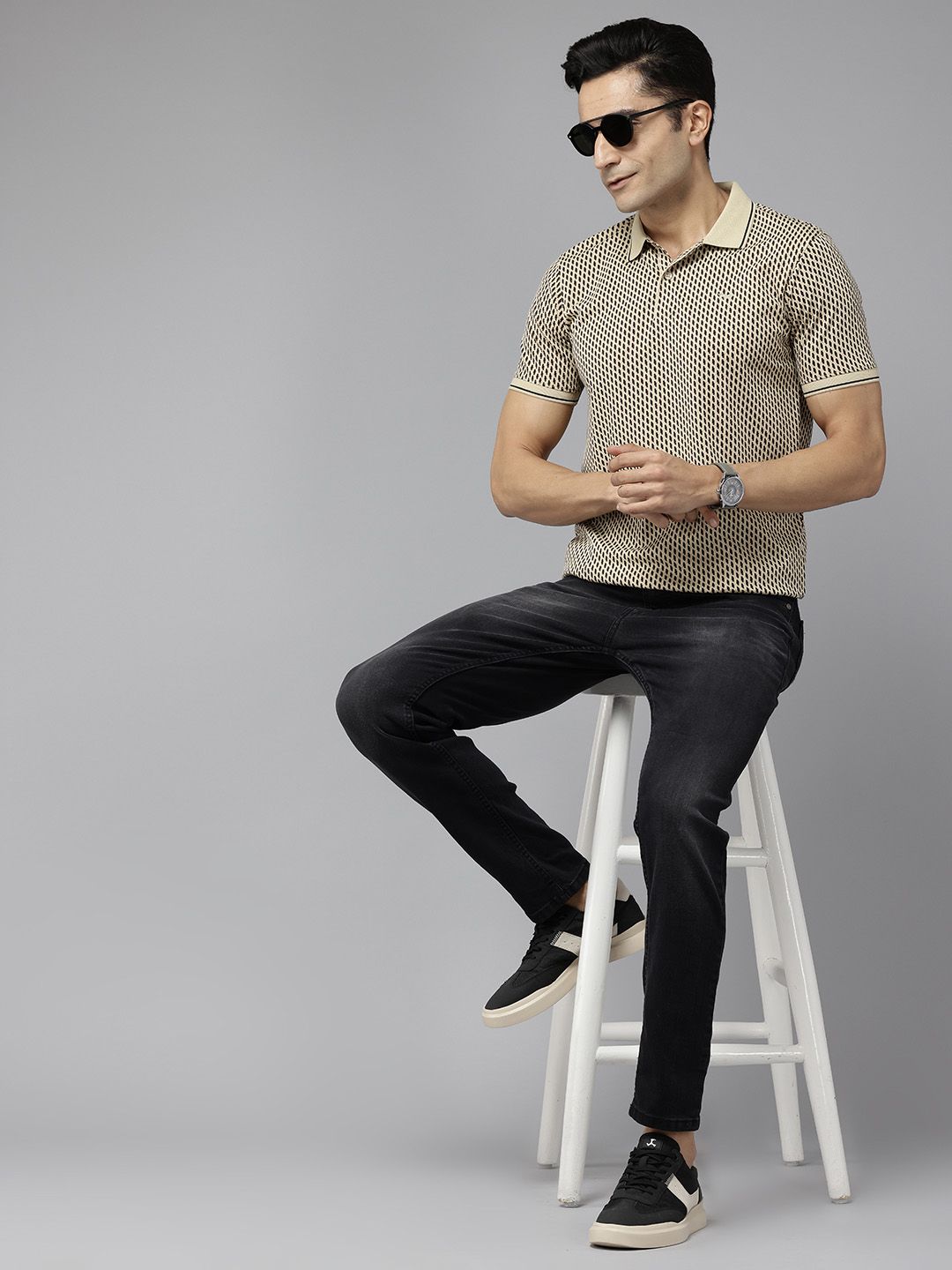 Park Avenue Printed Polo Collar Slim Fit T-shirt