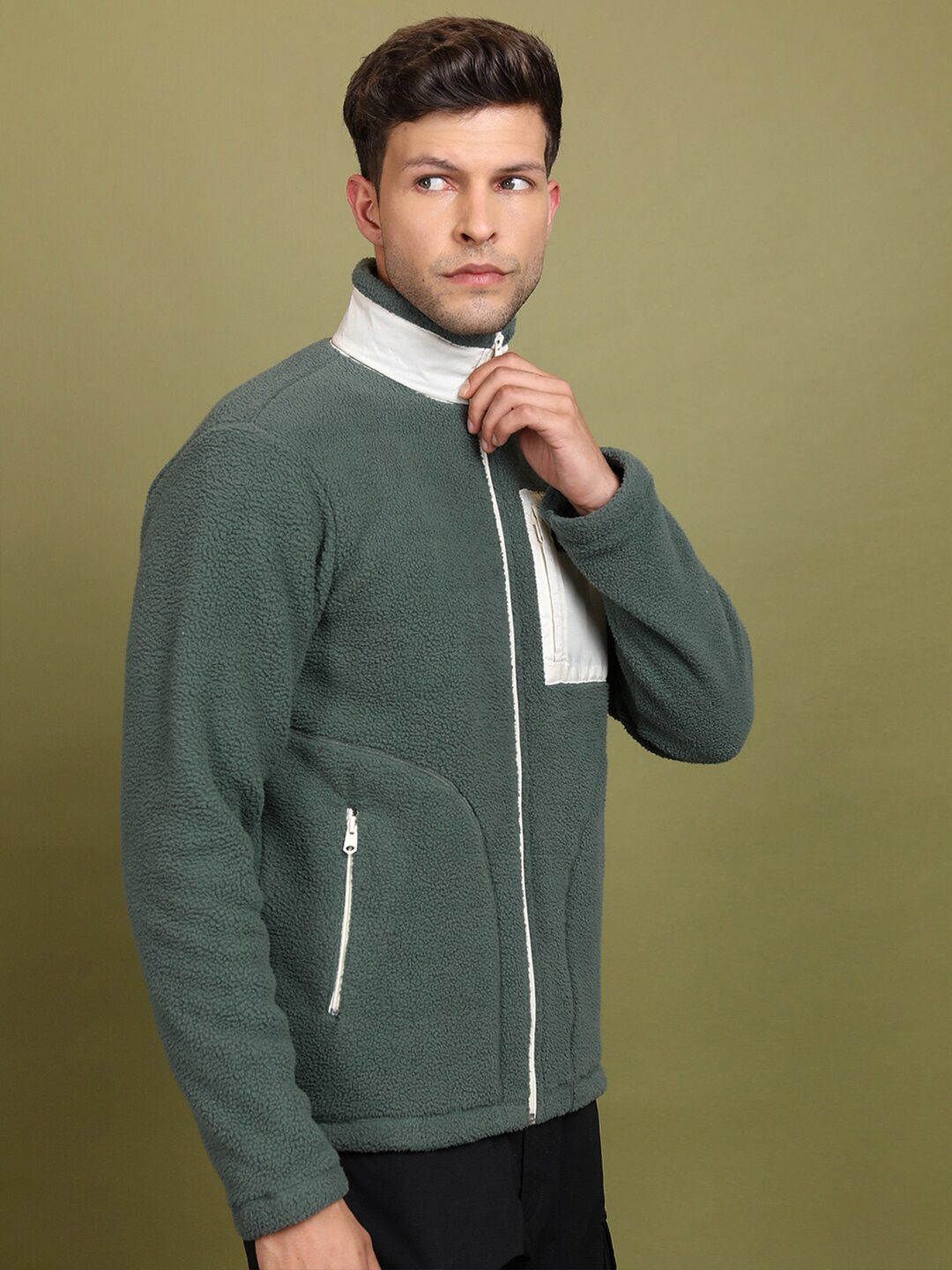 HIGHLANDER Mock Collar Front-Open Sweatshirt