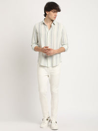 THE BEAR HOUSE Men's Striped Slim Fit Button-Down Collar Casual Shirt