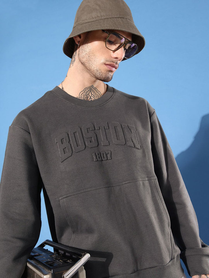 DILLINGER Men Typography Printed Oversized Sweatshirt