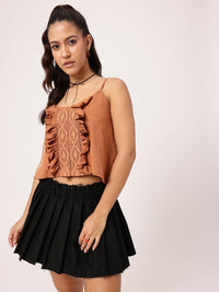 DressBerry Touch of Romance Ruffles Shoulder Straps Crop Top