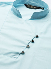SOJANYA Lelaki Biru Solid Kurta Lurus