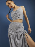 DressBerry Striped Ruched Slit Detailed Co-ord Set