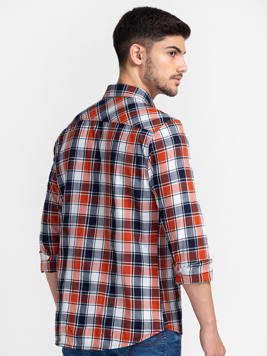 Being Human Cotton Slim Fit Tartan Checked Casual Shirt