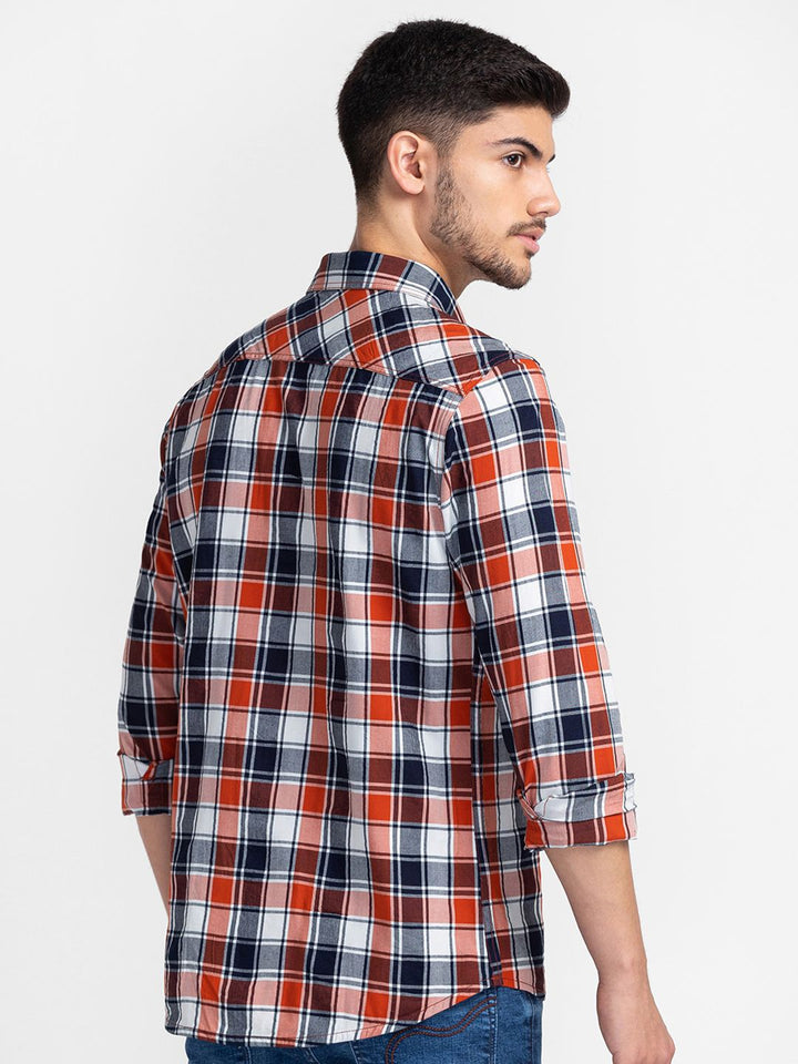 Being Human Cotton Slim Fit Tartan Checked Casual Shirt