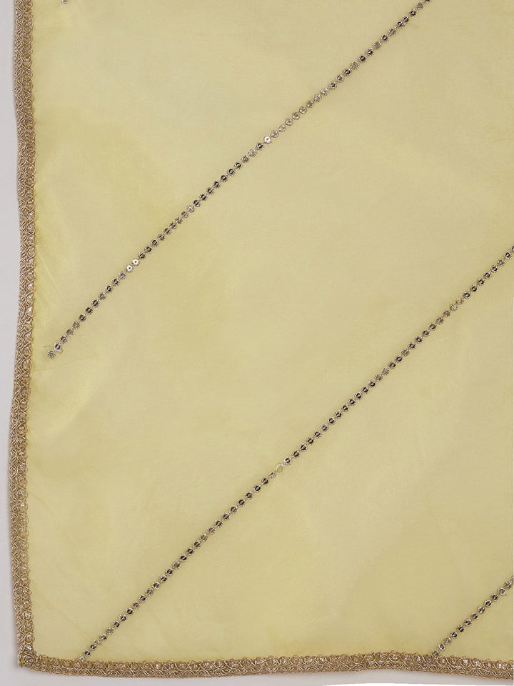 Indo Era Geometric Embroidered Round Neck Liva Straight Kurta with Trousers & Dupatta