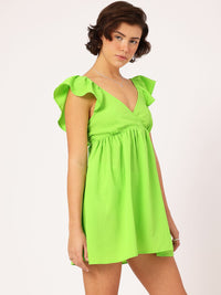 DressBerry Vibrant Vibes Seersucker Cut Out Detail Mini Dress