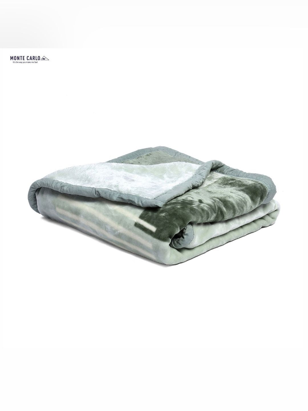 Monte Carlo White & Green Abstract Printed Mild Winter 500 GSM Single Bed Blanket