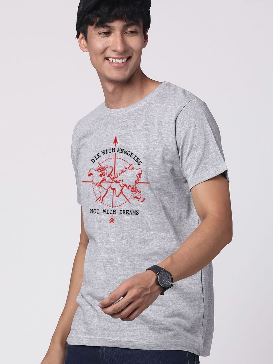 ADRO Men Pack of 3 Typography Printed Round Neck Cotton T-shirts