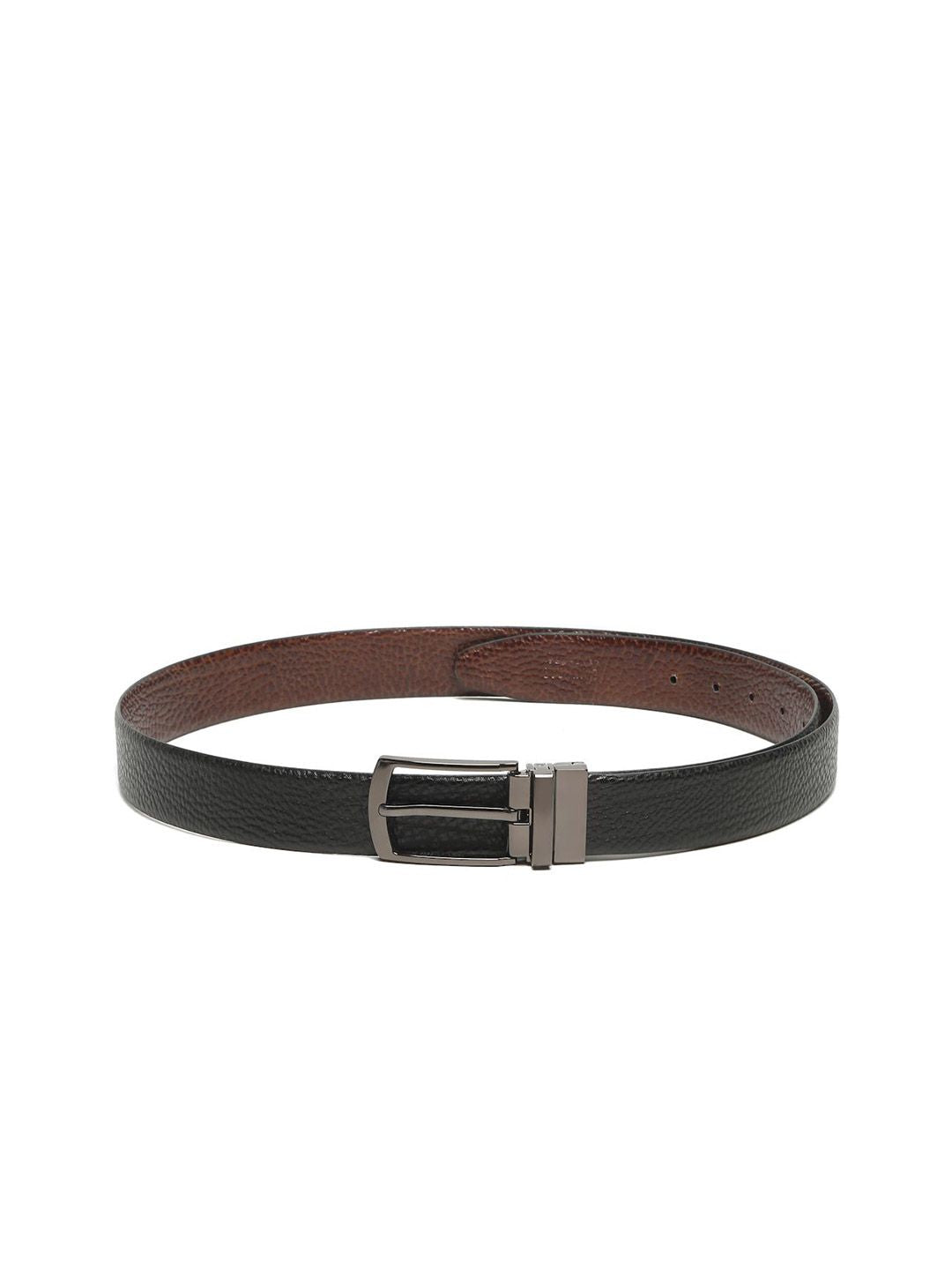 Teakwood Leathers Men Textured Leather Reversible Formal Belt