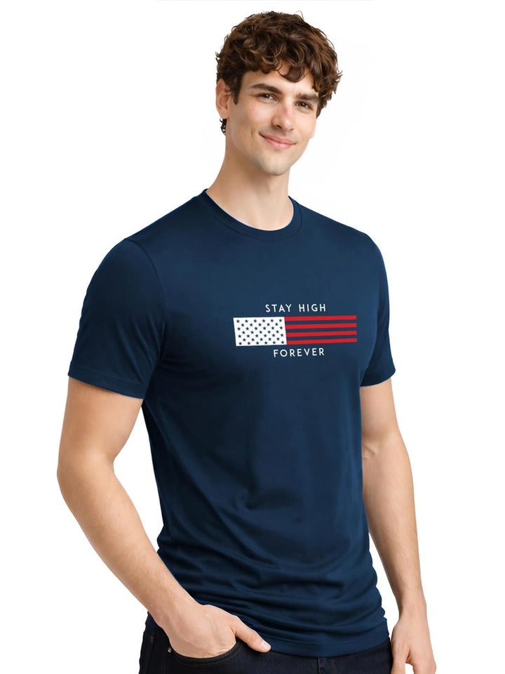 ADRO Typography Printed Round Neck Short Sleeves Cotton T-shirt